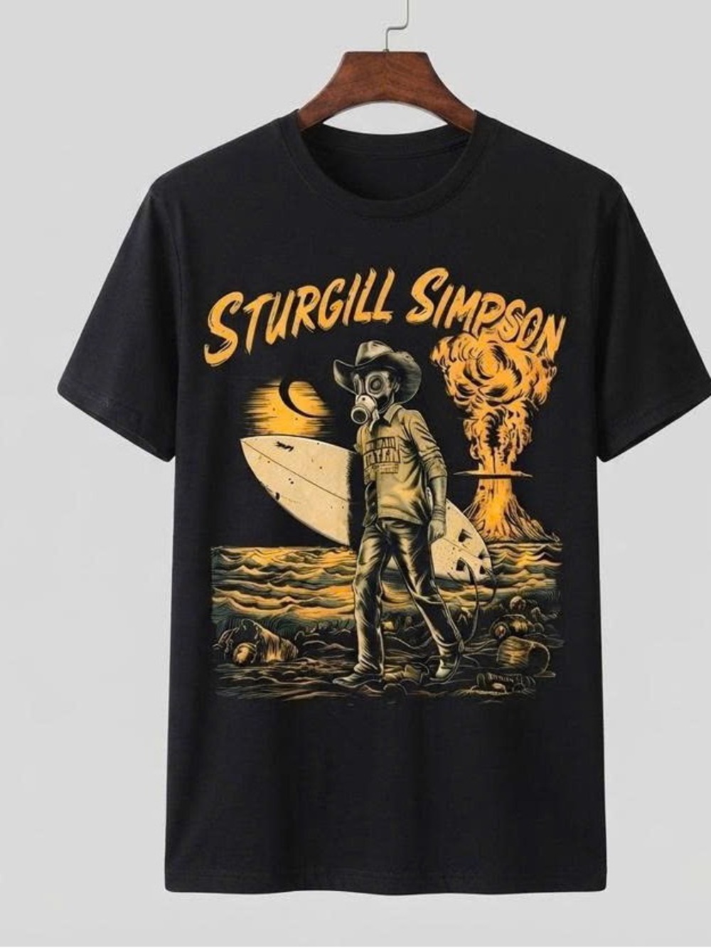 Sturgill Simpson Black Graphic Tee - Surf Gas Mask Design